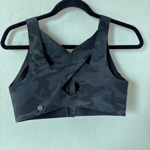 Lululemon Enlite Bra Zip Front Heritage 365 Camo Deep Coal Multi 36D Supportive
